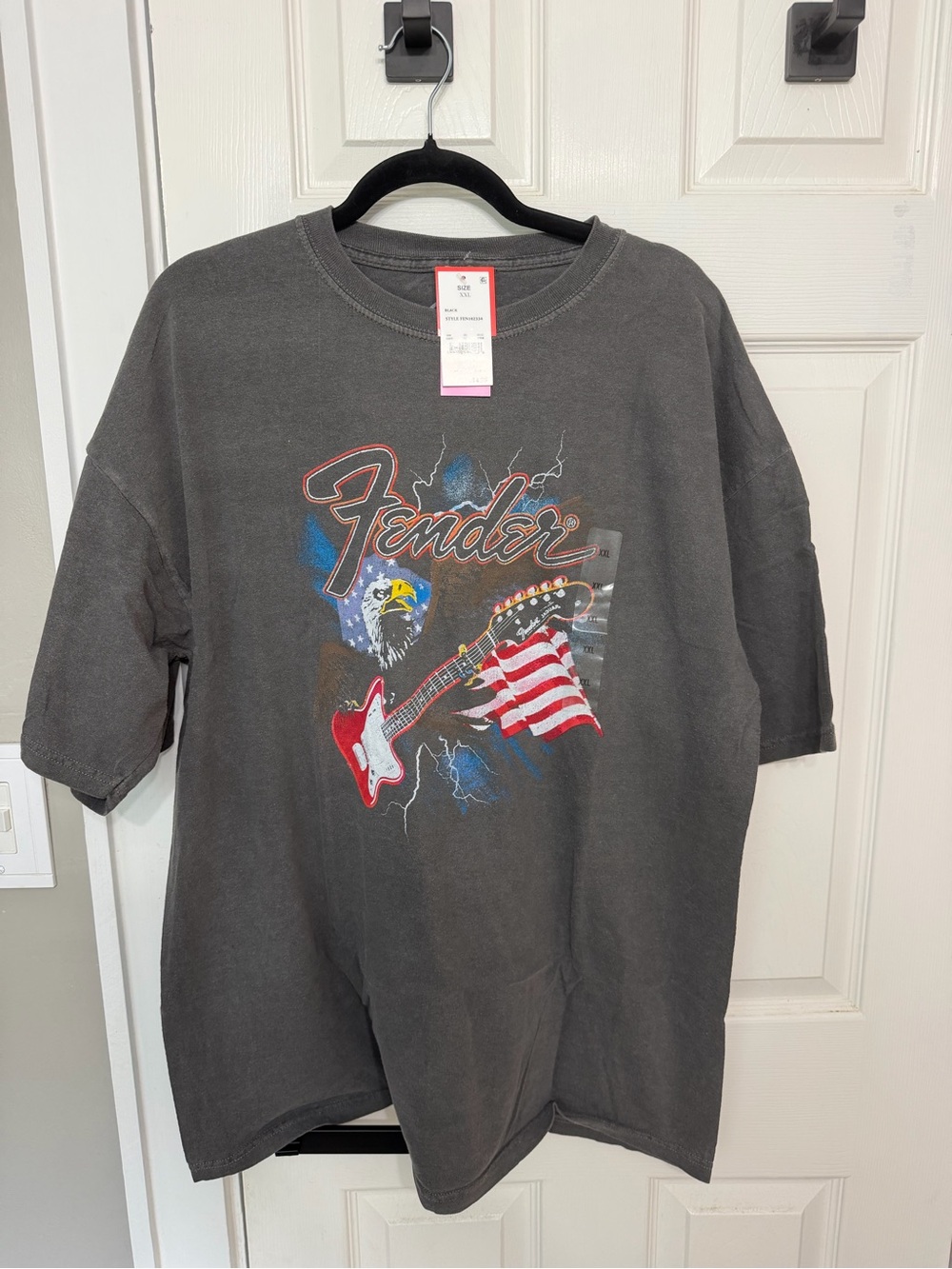 Fender Graphic Logo Gray Crew Neck Short Sleeve Men’s T-Shirt Size 2XL